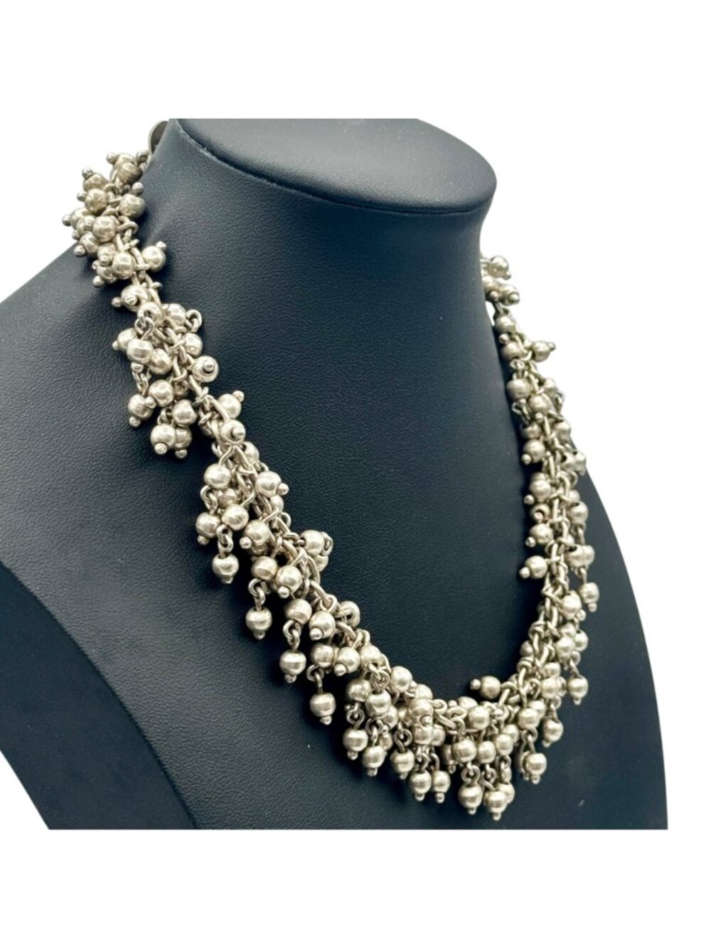 Cha-Cha Heavy Beaded Sterling Silver Collar Necklace 16.5" Handmade In Mexico 13 - Picture 3 of 7